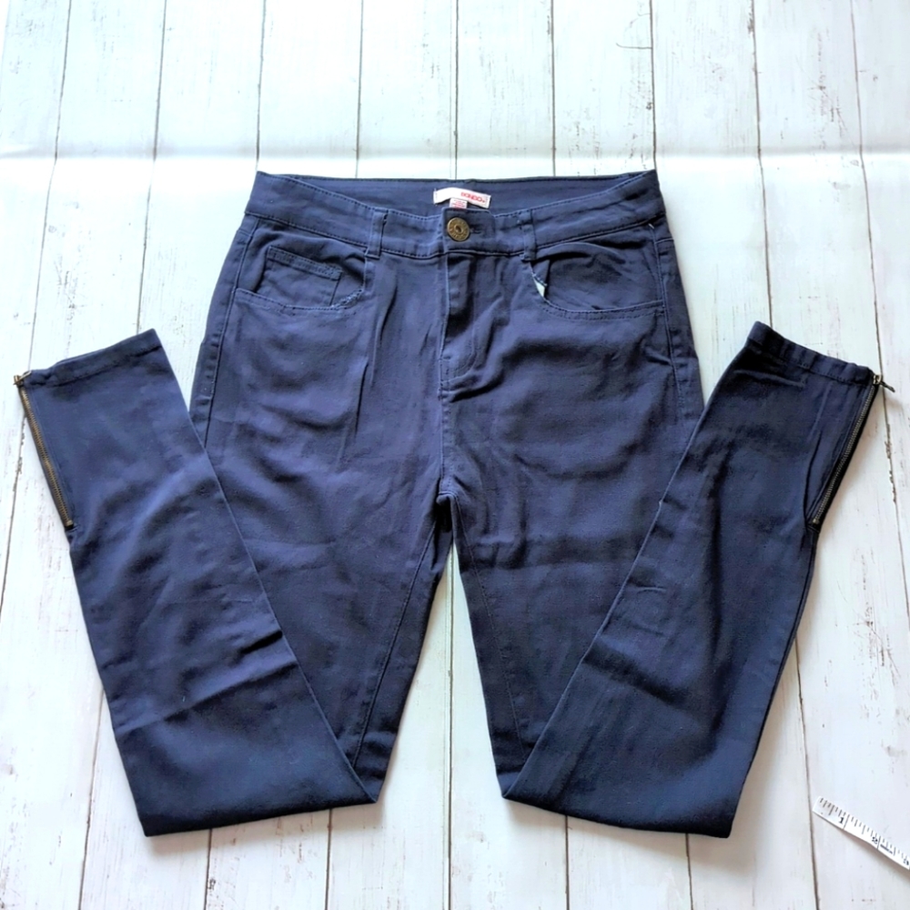 BONGO Ankle Biter Jeans Teen Women Size 5 Mid-rise Ankle Zip Pants Dark Blue